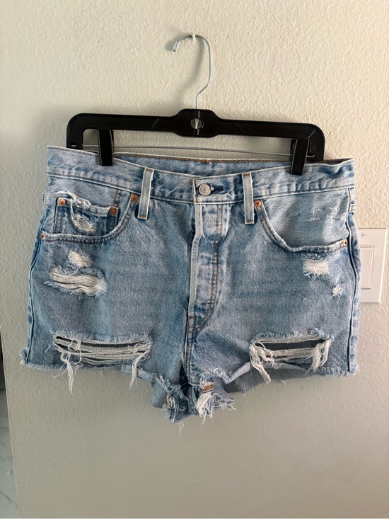 Levi's Pants - Levi's 501 Light Blue Distressed Denim Cutoff Shorts